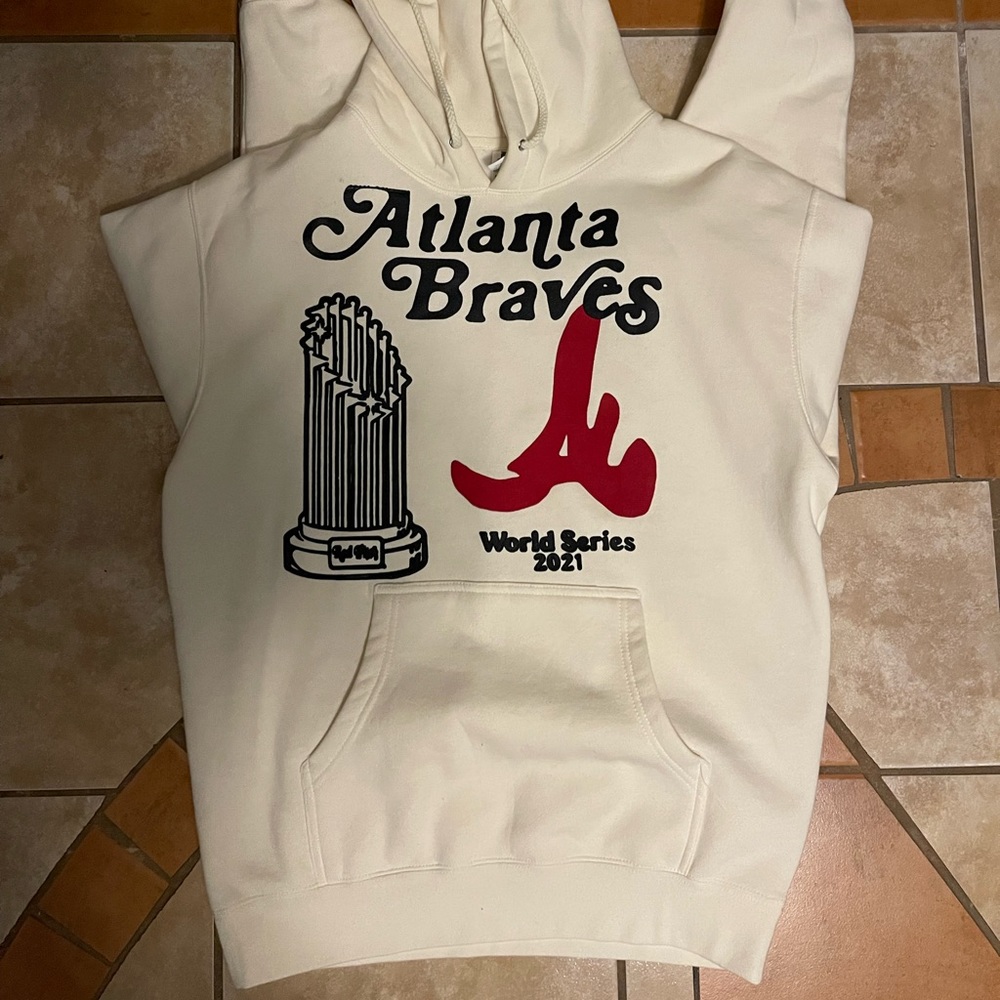 Red heart ATL size medium braves hoodie cream colorway